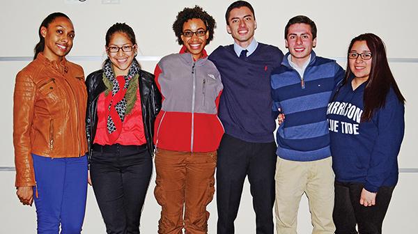 A few members of the new SGO staff of 2014-2015. Left to right: Stephanie Pena, Liz Jimenez, Miraclea Adams, Esteban Morales, Christian Verga, Priscilla Casco. Photo by Dakota Santiago