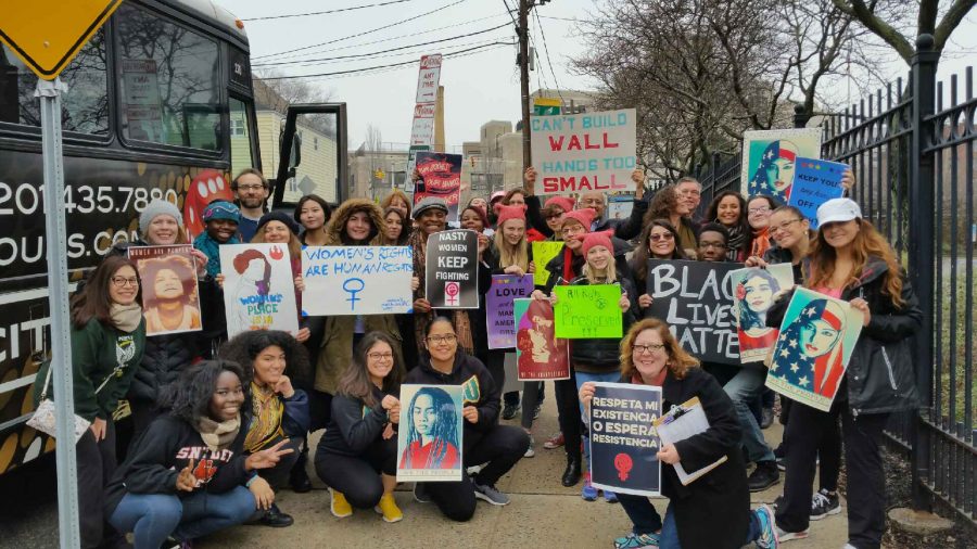 NJCU students gather to take part in the Womens March. Photo courtesy of Audrey Fisch.