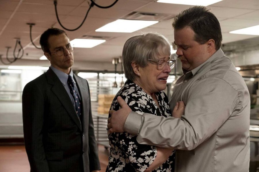 Pictured from left to right: Sam Rockwell, Kathy Bates, and Paul Walter Hauser. 
Courtesy of Warner Bros. 