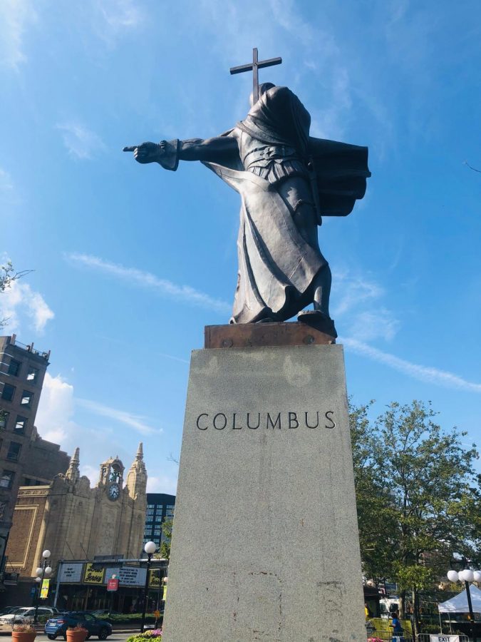 Statue of Christopher Columbus located in the Journal Square region of Jersey City, NJ. 