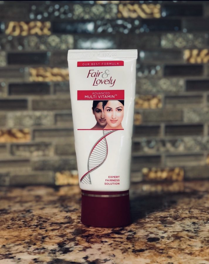 A photo of the fair & lovely cream, a commonly used skin lightening product within the brown community. 
