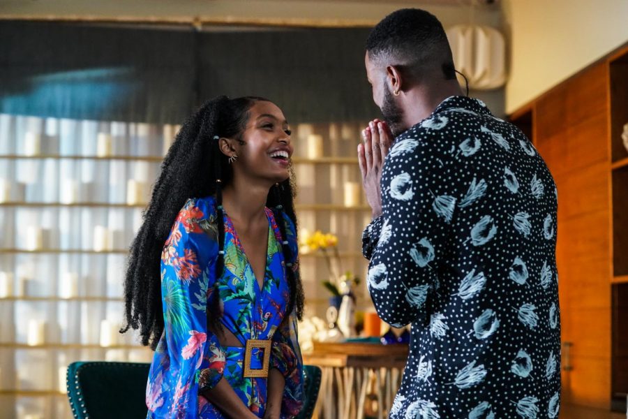 Costars+Yara+Shahidi+%28biracial%29+and+Trevor+Jackson+%28monoracial%29+act+out+a+conversation+during+recent+season+of+hit+TV+show+Grown-ish.+Photo+Courtesy+of+ABC+Signature+Studios+%5BFair+Use%5D