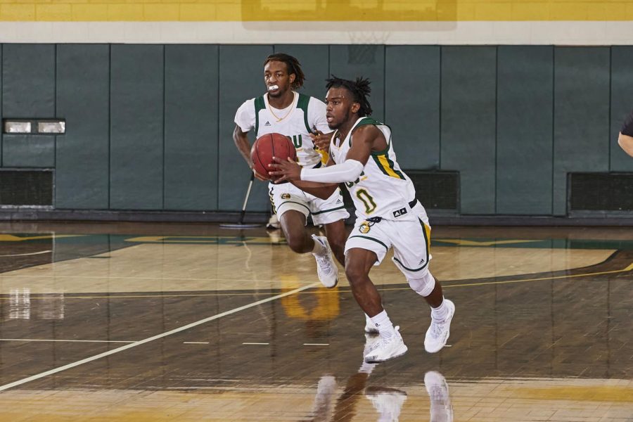 Photo of Zaire Jefferson from home-opening game against Farmingdale State. Credit: NJCU Athletic Communications.