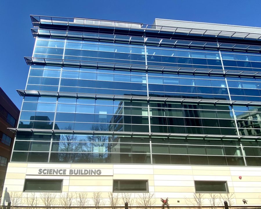 The Science building at NJCU where most STEM classes are taken. Only 7 and 12 percent of Black and Hispanic students pursue a degree in STEM. Photo by Haresh Oudhnarine. 