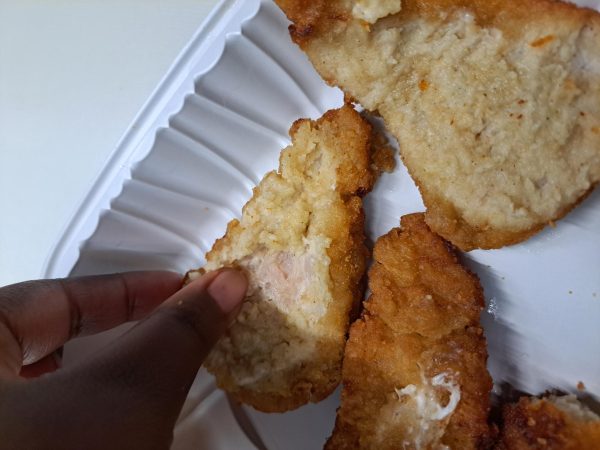 Picture of soggy, raw chicken tenders bought by Tia Warren
